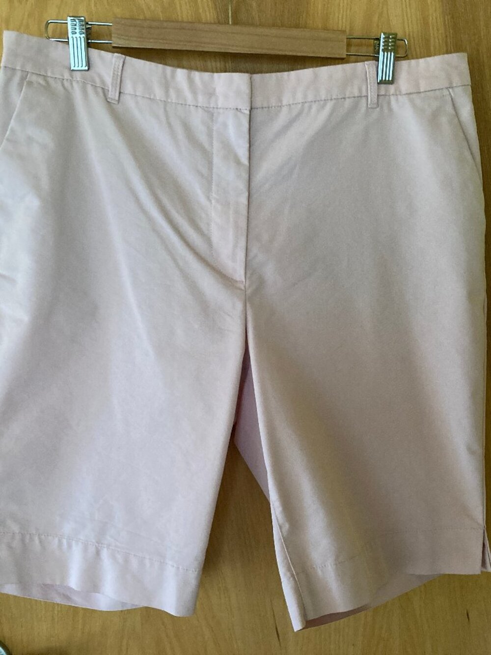 Pale pink Marks & Spencer cotton-rich chino shorts US12